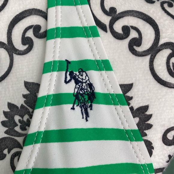 NWT TWO PIECE US POLO ASSN MEDIUM GREEN, WHITE & BLUE SWIMSUIT - Picture 5 of 8